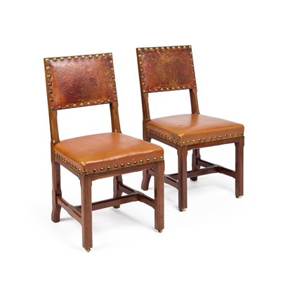 Lot 1145 - A PAIR OF GILLOW & CO WALNUT SIDE CHAIRS IN PUGIN STYLE