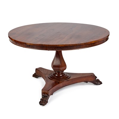 Lot 755 - AN EARLY 19TH CENTURY ROSEWOOD TILT-TOP BREAKFAST TABLE