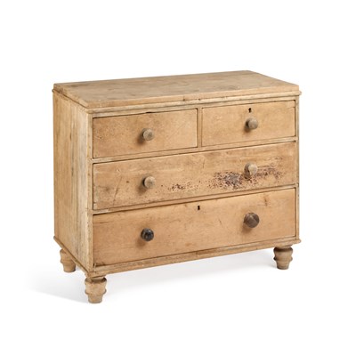 Lot 1078 - A VICTORIAN PINE CHEST OF DRAWERS