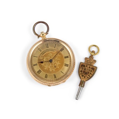 Lot 842 - AN 18K GOLD FOB WATCH