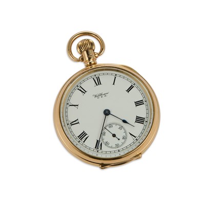 Lot 838 - A FINE 18CT GOLD WALTHAM OPEN FACE POCKET WATCH