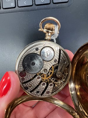 Lot 522 - A 14K GOLD ROLEX OPEN FACED POCKET WATCH
