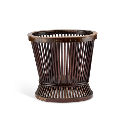 Lot 1083 - A 19TH CENTURY MAHOGANY WOOL BASKET