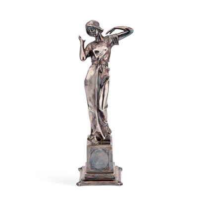 Lot 218 - A SECESSIONIST SILVERED METAL FIGURE, CIRCA 1900