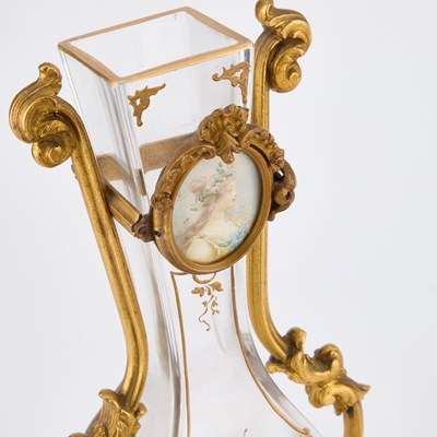 Lot 52 - A FINE PAIR OF 19TH CENTURY GILT-BRONZE AND GLASS VASES
