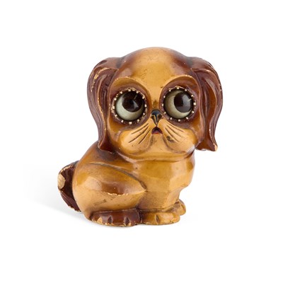 Lot 1058 - AN OSWALD ROTATING EYES CLOCK, IN THE FORM OF A PEKINGESE DOG