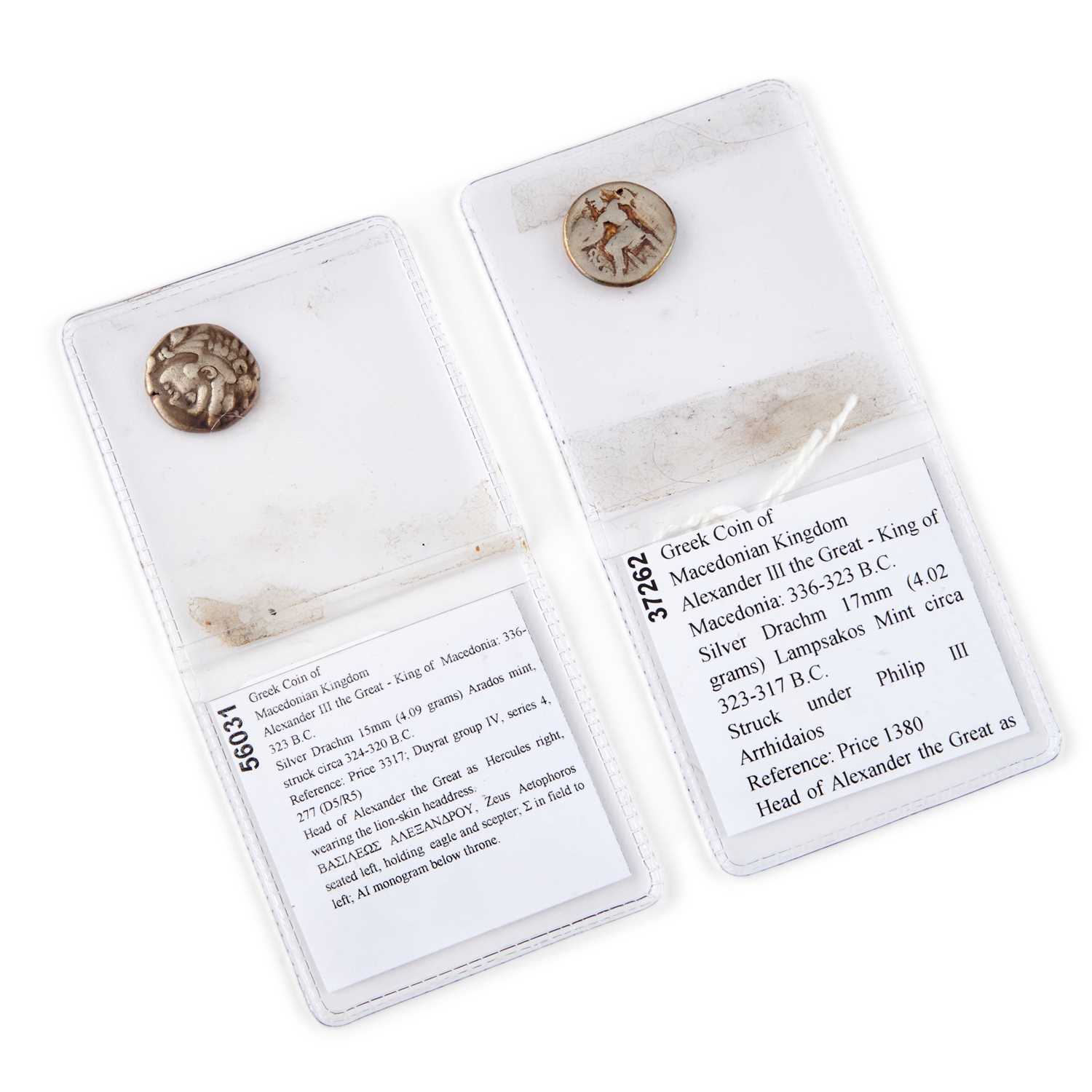 Lot 31 - ALEXANDER III, (KING OF MACEDONIA 336-323 A.D.), TWO SILVER DRACHMS