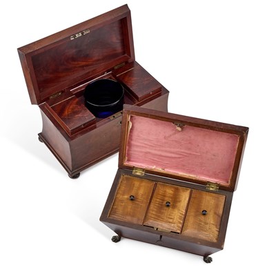 Lot 1179 - A 19TH CENTURY MAHOGANY TEA CADDY