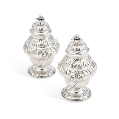 Lot 541 - A PAIR OF GEORGE II SILVER TEA CADDIES