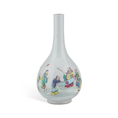 Lot 107 - A CHINESE FAMILLE ROSE 'SCHOLARS' VASE, TIANQIUPING