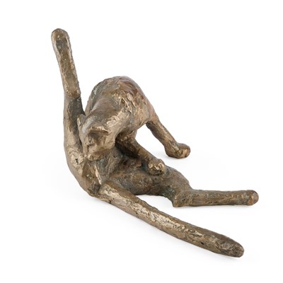 Lot 917 - JEAN DOYLE (SOUTH AFRICAN, BORN 1943), A BRONZE MODEL OF A BIG CAT