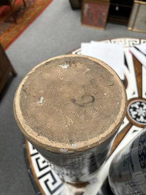 Lot 119 - A PAIR OF DUTCH FAIENCE CYLINDRICAL VASES (ROLWAGEN)