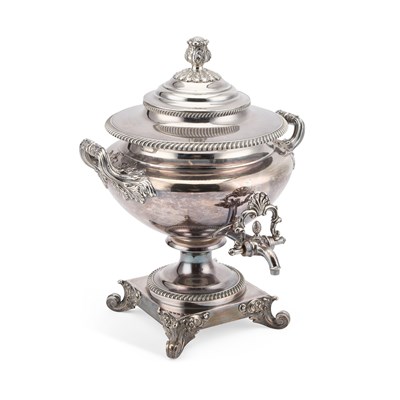 Lot 159 - A LARGE 19TH CENTURY SILVER-PLATED TEA URN