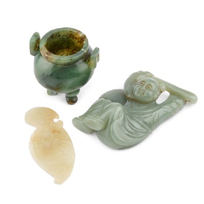 Lot 744 - THREE CHINESE JADE CARVINGS