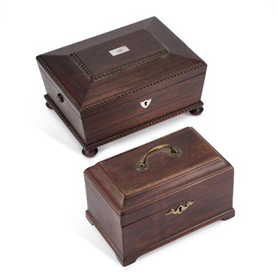 Lot 1171 - A GEORGE III MAHOGANY TEA CADDY