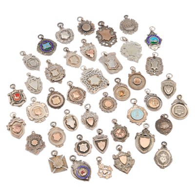 Lot 332 - A LARGE COLLECTION OF SILVER FOBS