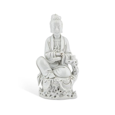 Lot 702 - A 19TH CENTURY CHINESE BLANC-DE-CHINE FIGURE OF GUANYIN