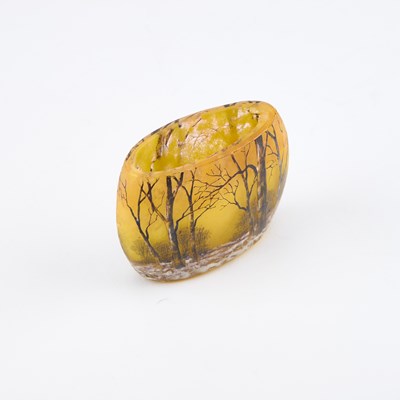 Lot 74 - A DAUM 'WINTER LANDSCAPE' MINIATURE PILLOW VASE, CIRCA 1900