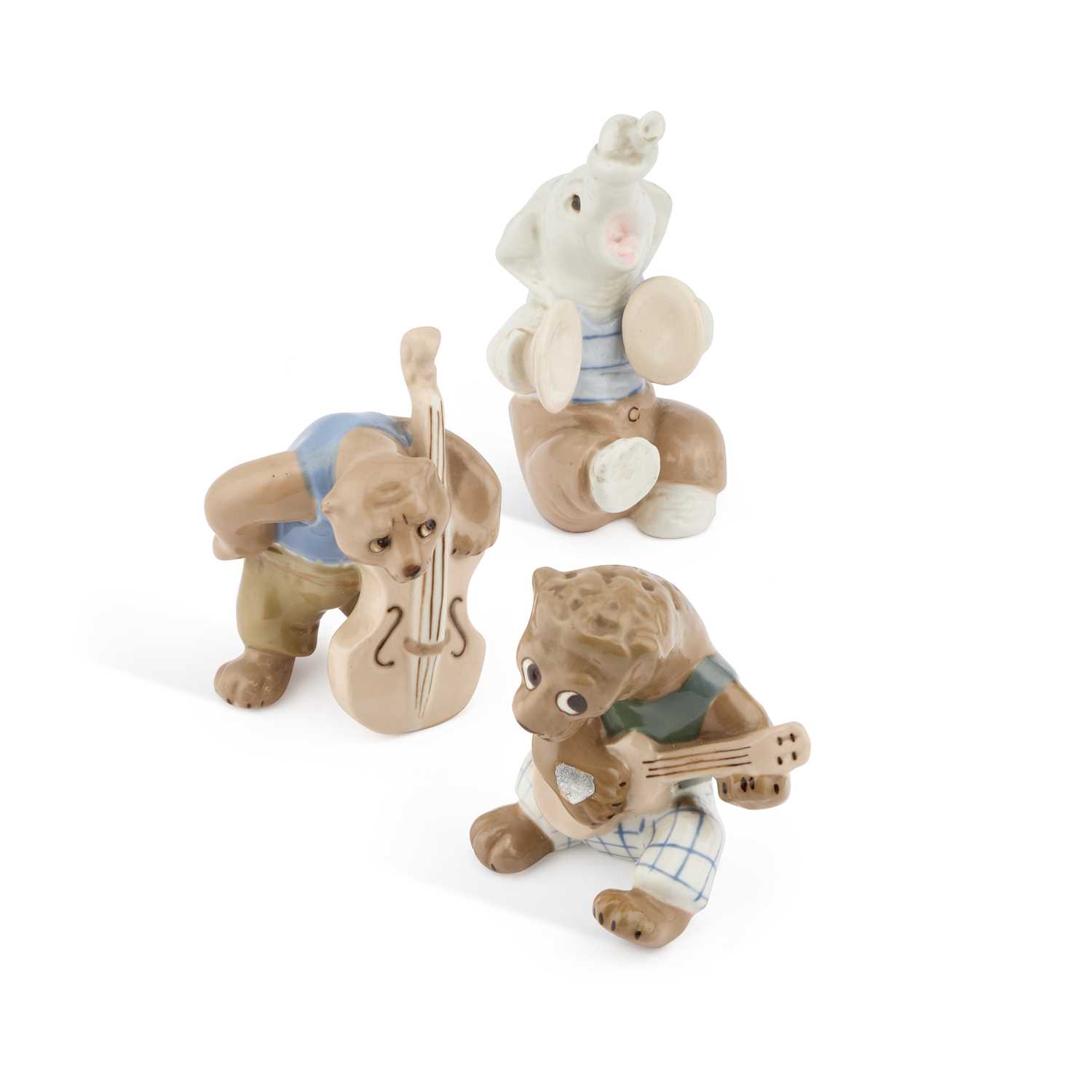 Lot 143 - THREE ROYAL DUX BOHEMIA MUSICAL ANIMAL FIGURES