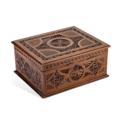 Lot 145 - A CARVED WOODEN BOX