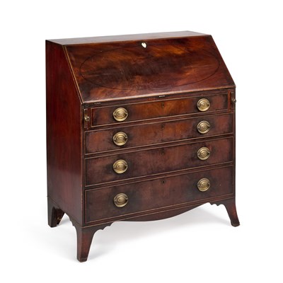 Lot 319 - A GEORGE III MAHOGANY SLANT-FRONT BUREAU