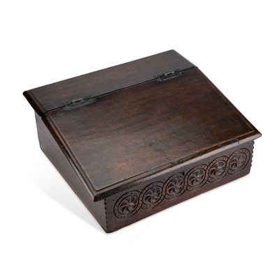 Lot 1133 - AN OAK BIBLE BOX, 17TH/ 18TH CENTURY