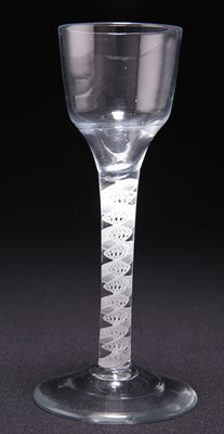 Lot 12 - AN 18TH CENTURY OPAQUE TWIST WINE GLASS