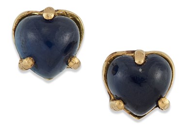 Lot 1591 - A PAIR OF SAPPHIRE STUD EARRINGS