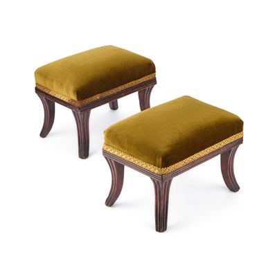 Lot 763 - A PAIR OF REGENCY MAHOGANY FOOTSTOOLS