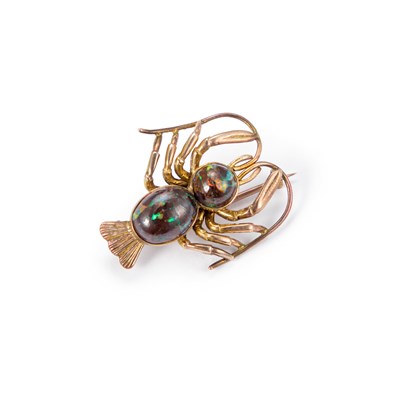 Lot 594 - A 9 CARAT GOLD BOULDER OPAL LOBSTER BROOCH