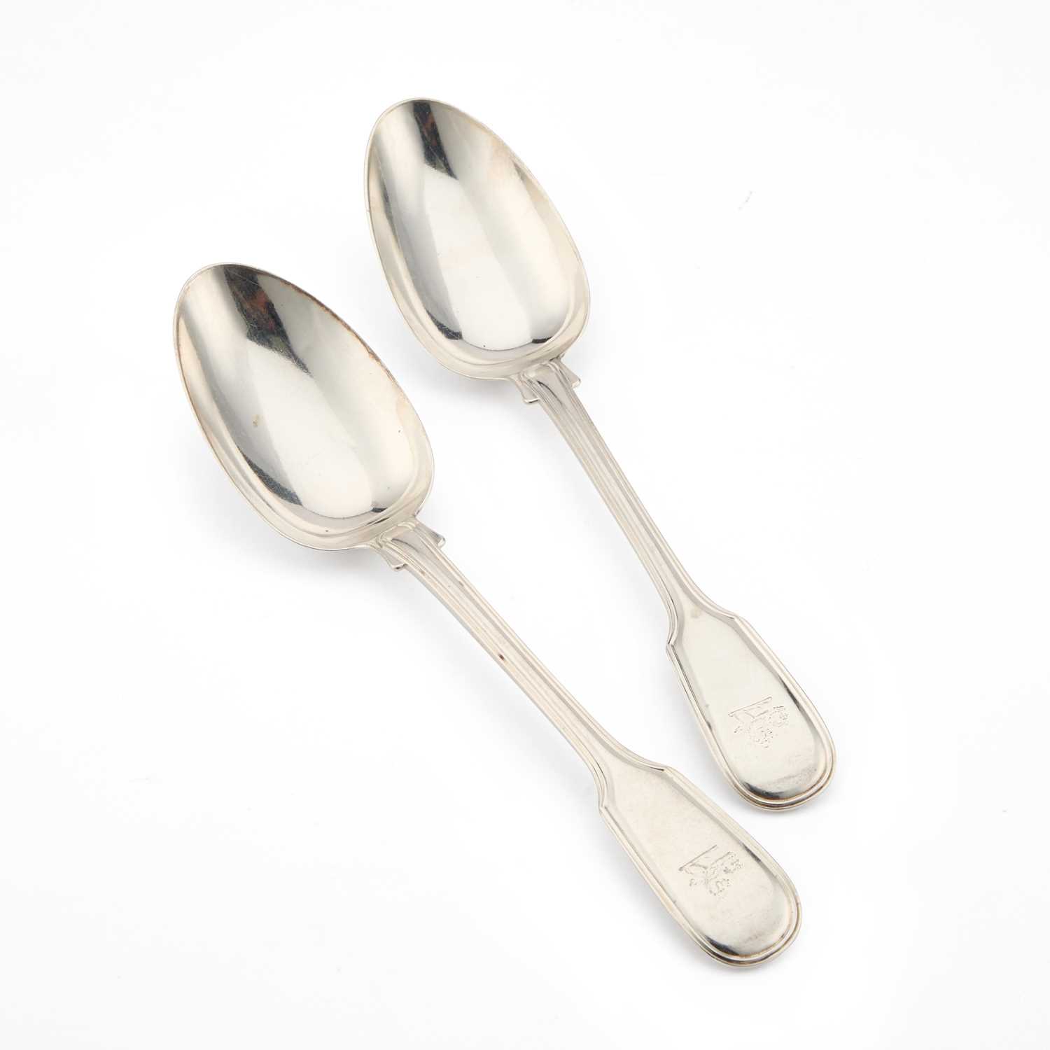 Lot 624 - A PAIR OF GEORGE IV SILVER TABLESPOONS