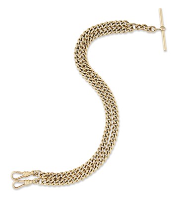 Lot 1503 - A 9 CARAT GOLD CURB LINK ALBERT CHAIN