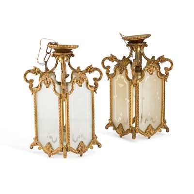 Lot 260 - A PAIR OF CONTINENTAL GILT-METAL LANTERNS