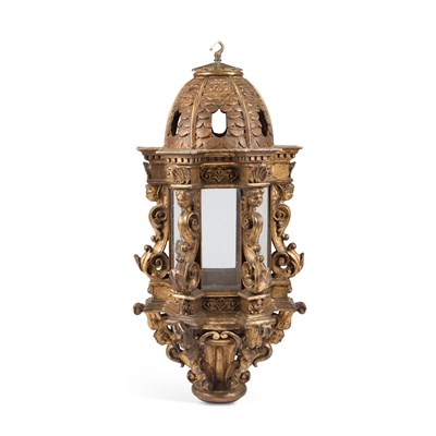 Lot 648 - A LARGE CONTINENTAL GILTWOOD LANTERN