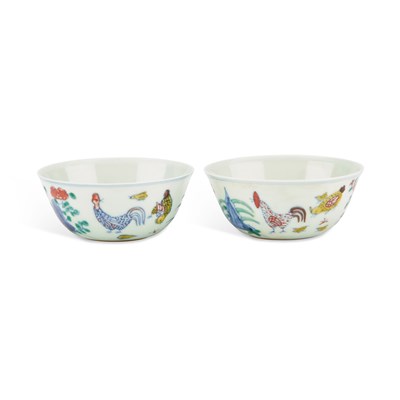 Lot 109 - A PAIR OF CHINESE  DOUCAI 'CHICKEN' CUPS
