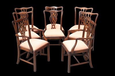 Lot 289 - A SET OF EIGHT GEORGE III STYLE MAHOGANY DINING CHAIRS