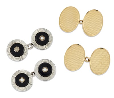 Lot 1591 - TWO PAIRS OF 9 CARAT GOLD CUFFLINKS