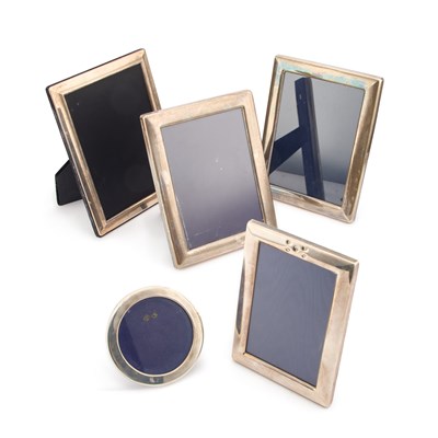 Lot 299 - FIVE MODERN SILVER-MOUNTED PHOTOGRAPH FRAMES