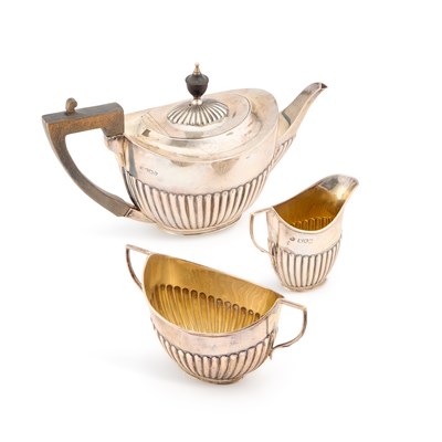 Lot 436 - A VICTORIAN SILVER THREE-PIECE TEA SERVICE