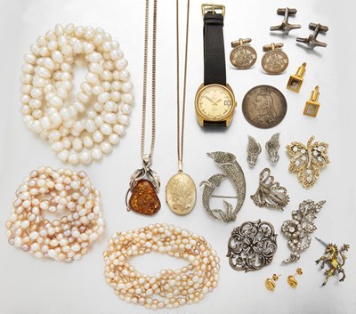 Lot 1749 - A GROUP OF JEWELLERY, COSTUME JEWELLERY AND CUFFLINKS