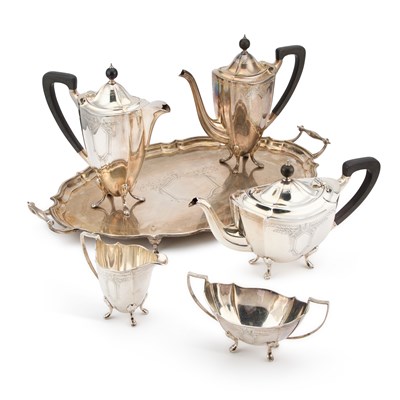 Lot 340 - AN ELIZABETH II SILVER SIX-PIECE TEA AND COFFEE SERVICE IN GEORGIAN STYLE