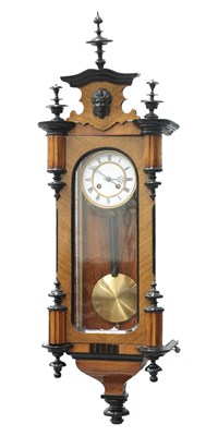 Lot 286 - A LATE 19TH CENTURY WALNUT AND EBONISED VIENNA PATTERN WALL CLOCK