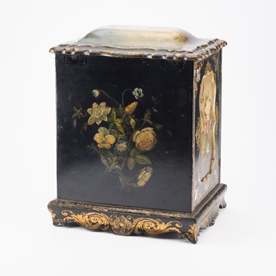 Lot 732 - A VICTORIAN PAPIER-MÂCHÉ TABLE CABINET IN THE MANNER OF JENNENS & BETTRIDGE