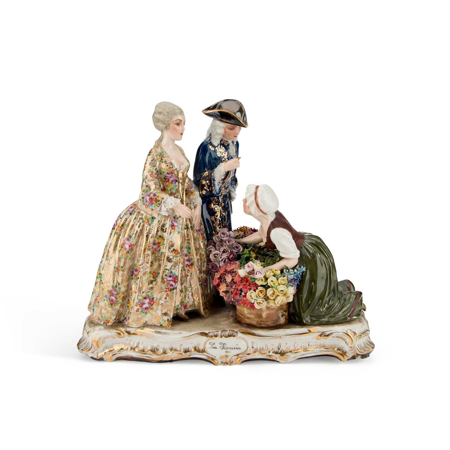 Lot 57 - A 20TH CENTURY ITALIAN PORCELAIN FIGURE GROUP, SIGNED FABRIS