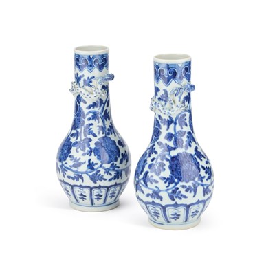 Lot 101 - A PAIR OF CHINESE BLUE AND WHITE VASES, PROBABLY 19TH CENTURY