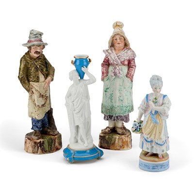 Lot 112 - A CONTINENTAL PORCELAIN FIGURAL CANDLESTICK, CIRCA 1900