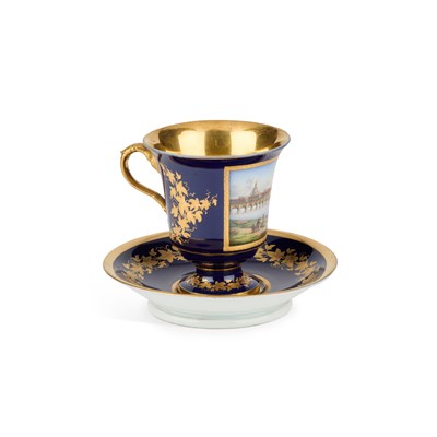 Lot 54 - A GERMAN TOPOGRAPHICAL CUP AND SAUCER