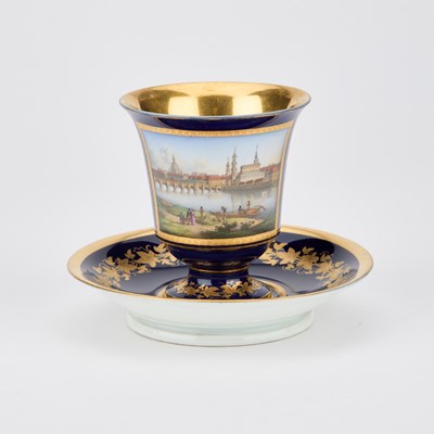 Lot 54 - A GERMAN TOPOGRAPHICAL CUP AND SAUCER