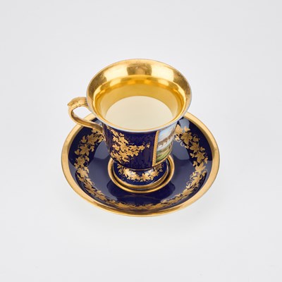 Lot 54 - A GERMAN TOPOGRAPHICAL CUP AND SAUCER