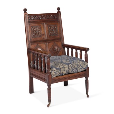 Lot 725 - AN OAK ARMCHAIR, CIRCA 1880